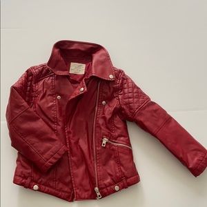 Red faux leather jacket zara 4/5 euc